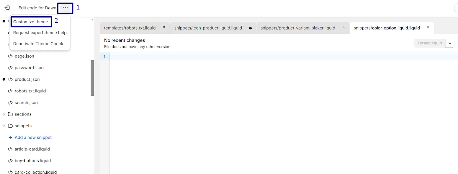 then choose “Customize theme.”
